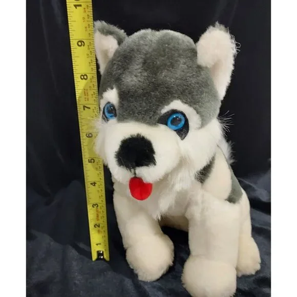 Gray Wolf /Husky Dog Plush 10" Shalom Toy Co Stuffed Animal Toy with Blue Eyes - Picture 16 of 16